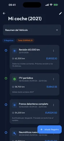 Historial completo de servicios